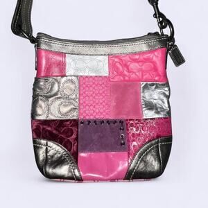 Vintage coach patchwork leather shoulder bag